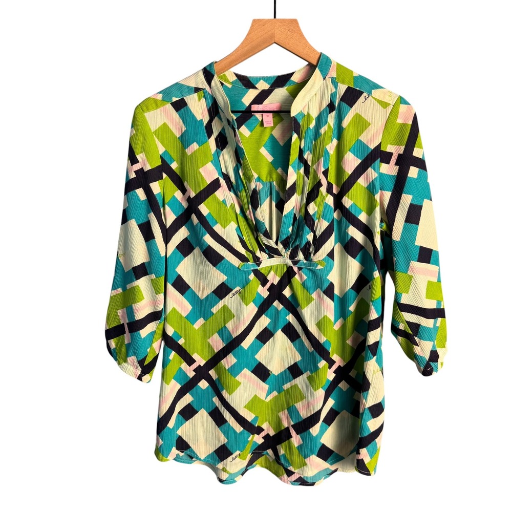 Lilly Pulitzer Geometric Print Tunic Top 10 CoastalResort Chic Old Money Preppy